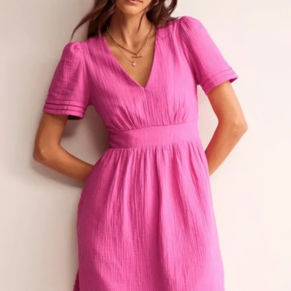 Eve Double Cloth Short Dress, Sangria